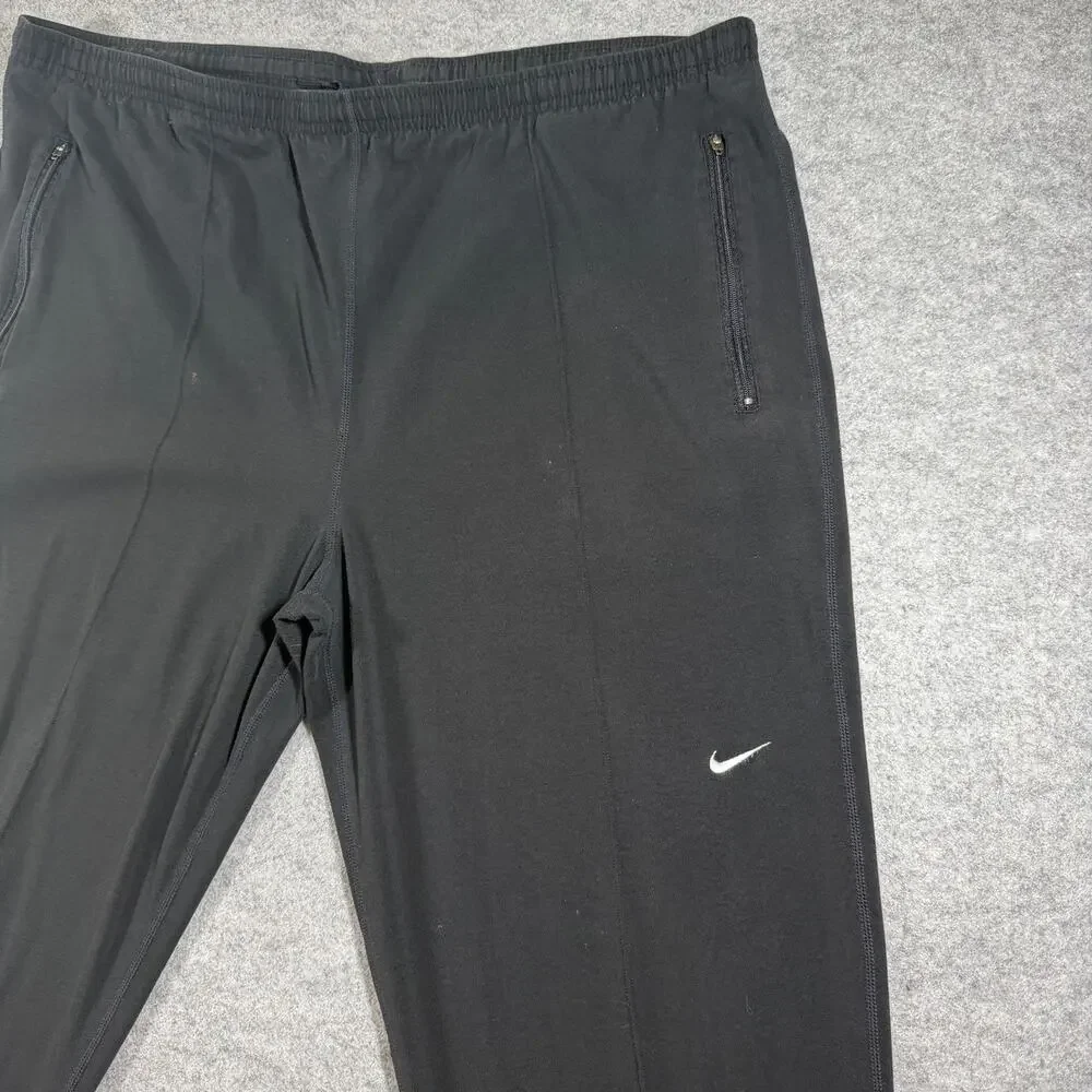 Nike Sweatpants Mens L Black Tapered Zip Pockets Drawstring Athletic Zip Ankles